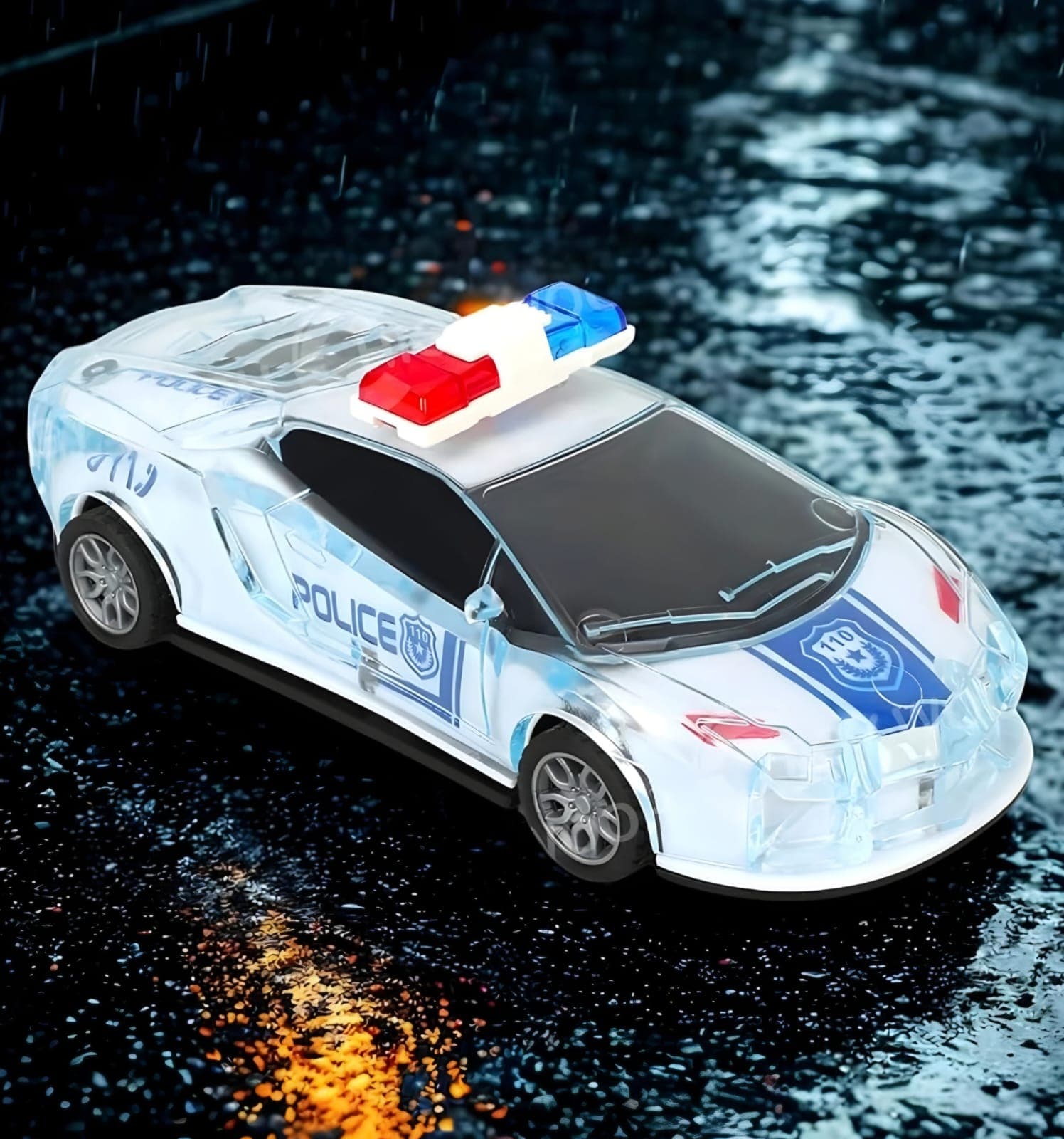 Kidoyz Battery-Operated Police Car | Friction Powered Push & Go | Dynamic Lights & Sounds | Safe Plastic Vehicle for Kids 3+ Years — view 5