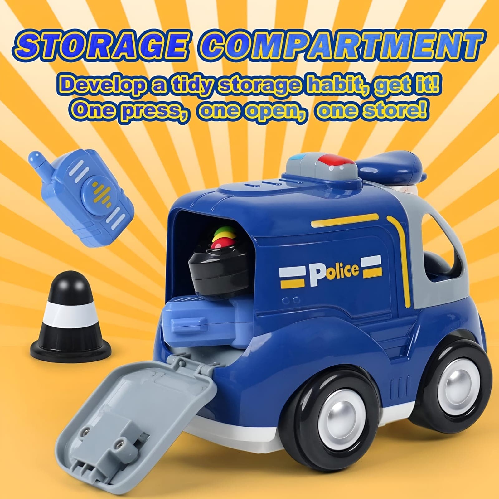Kidoyz Four Way Interactive RC Cartoon Police Car — view 5