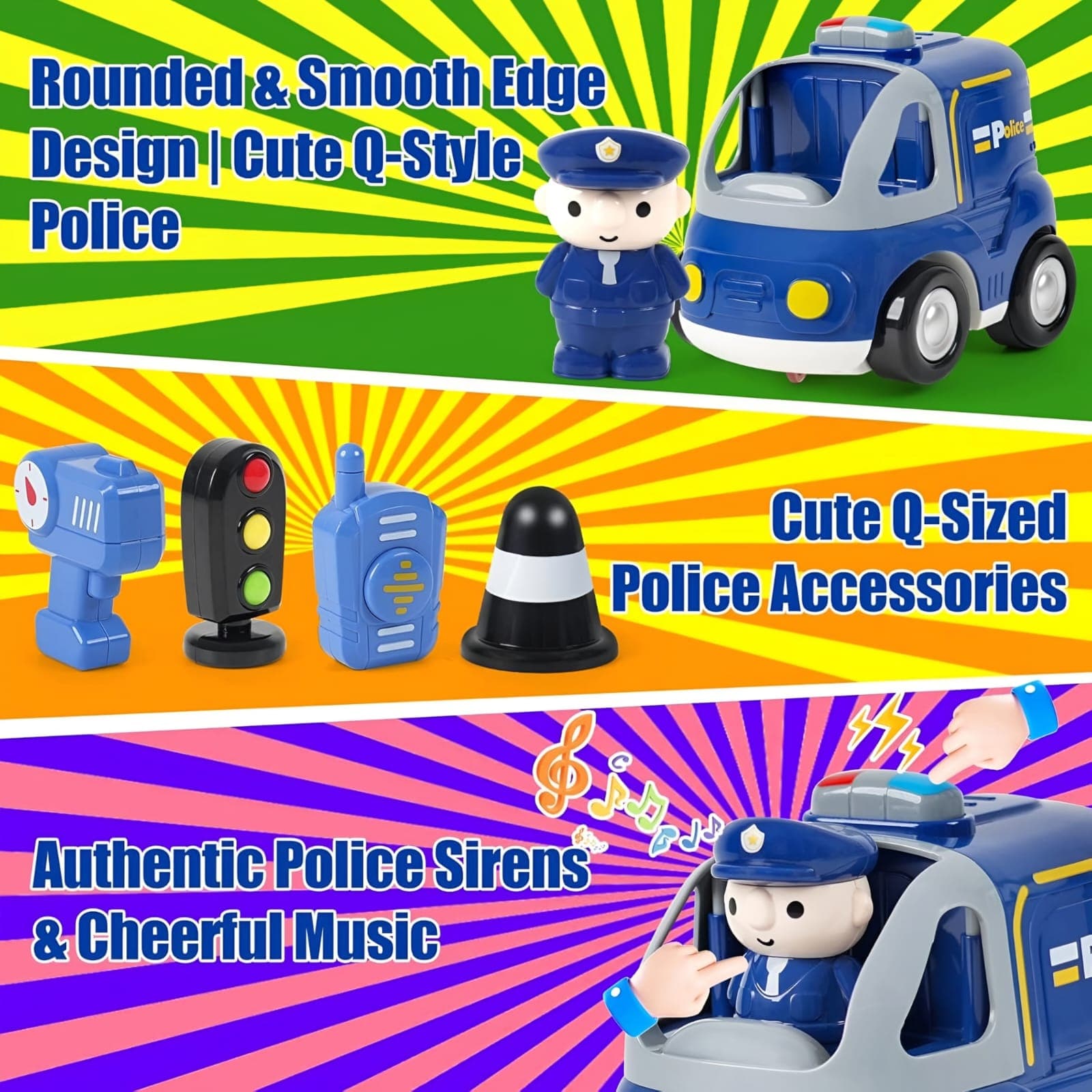 Kidoyz Four Way Interactive RC Cartoon Police Car — view 6