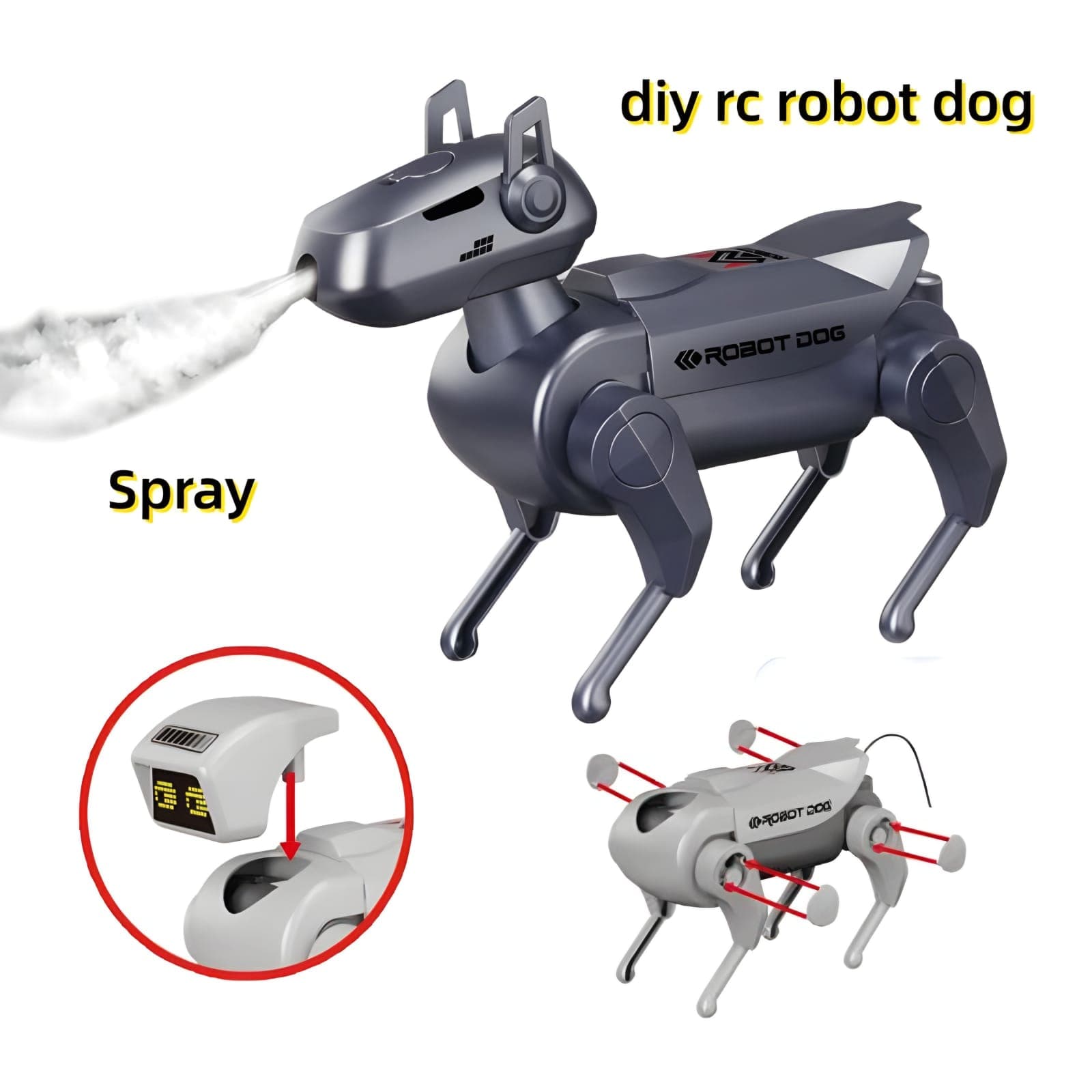 KIDOYZ DIY Assembly RC Robot Dog – Interactive STEM Building Kit with Spray Mist Effect & Remote Control – Educational Puzzle Toy for Boys & Girls Age 3+ — view 2