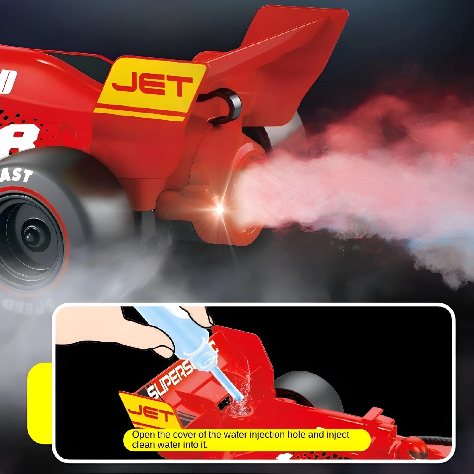 KIDOYZ Remote Control F1 Drift Car with Mist Smoke Spray & LED Lights, 2.4GHz High-Speed RC Racing Toy Car for Kids — view 3