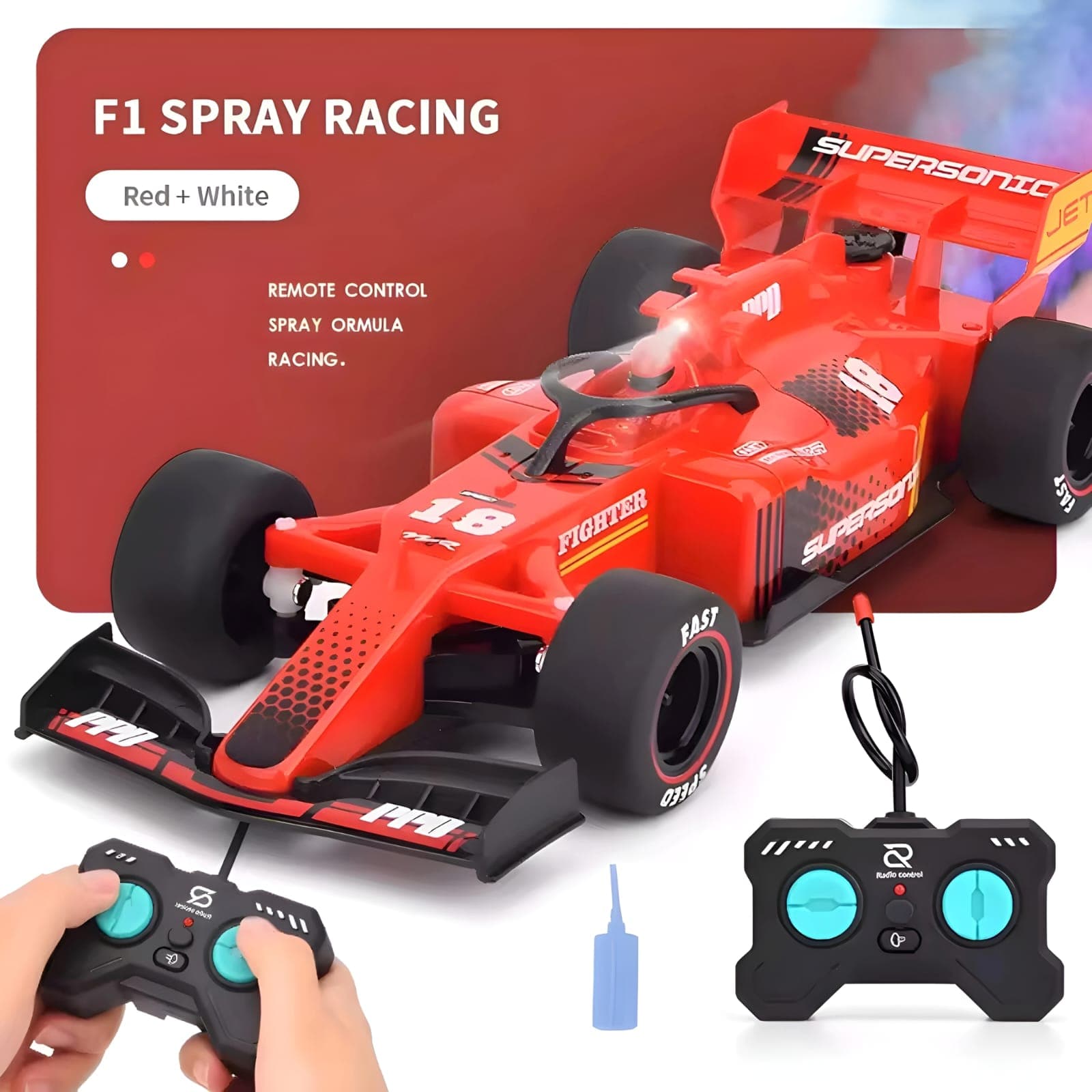 KIDOYZ Remote Control F1 Drift Car with Mist Smoke Spray & LED Lights, 2.4GHz High-Speed RC Racing Toy Car for Kids — view 4