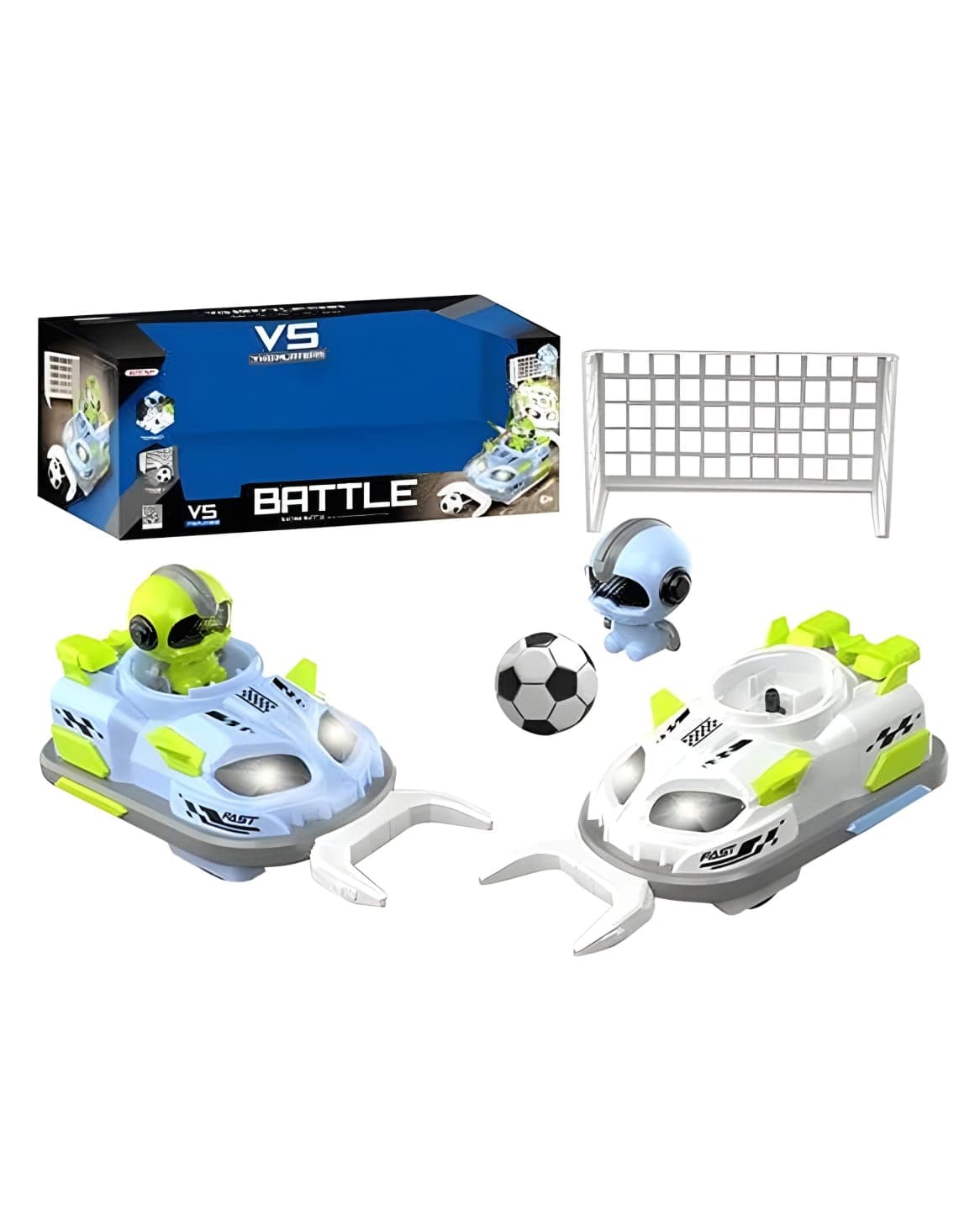 KIDOYZ KickDrive RC Soccer Game Bumper Car Toy Set – 2-Player Battle Game with 2 Remote Control Cars, 2 Driver Figures, 2 Goals, and 2 Balls – Interactive RC Toys for Kids Boys & Girls