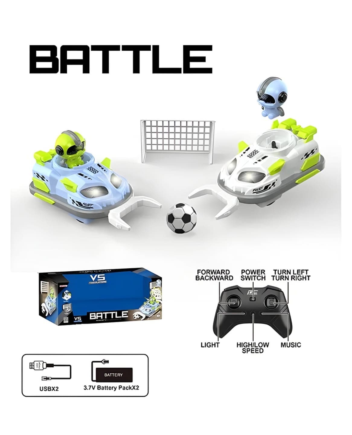 KIDOYZ KickDrive RC Soccer Game Bumper Car Toy Set – 2-Player Battle Game with 2 Remote Control Cars, 2 Driver Figures, 2 Goals, and 2 Balls – Interactive RC Toys for Kids Boys & Girls — view 3