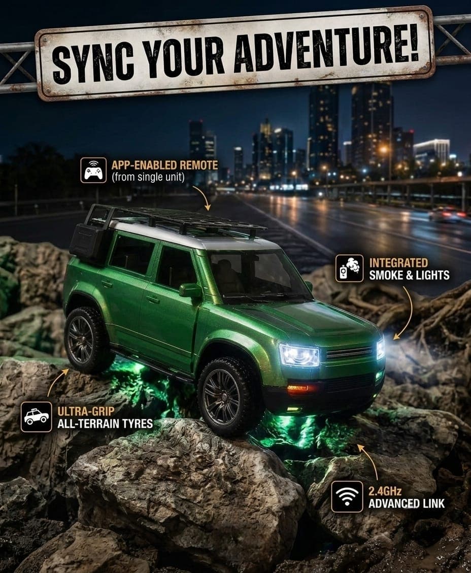 KIDOYZ RC Defender Toy Car – 2.4GHz High-Speed Remote Control Car with Bluetooth Connect, Gate Open Feature, and Realistic Smoke Stunt Stunt Stunt Effect for Boys & Girls — view 5