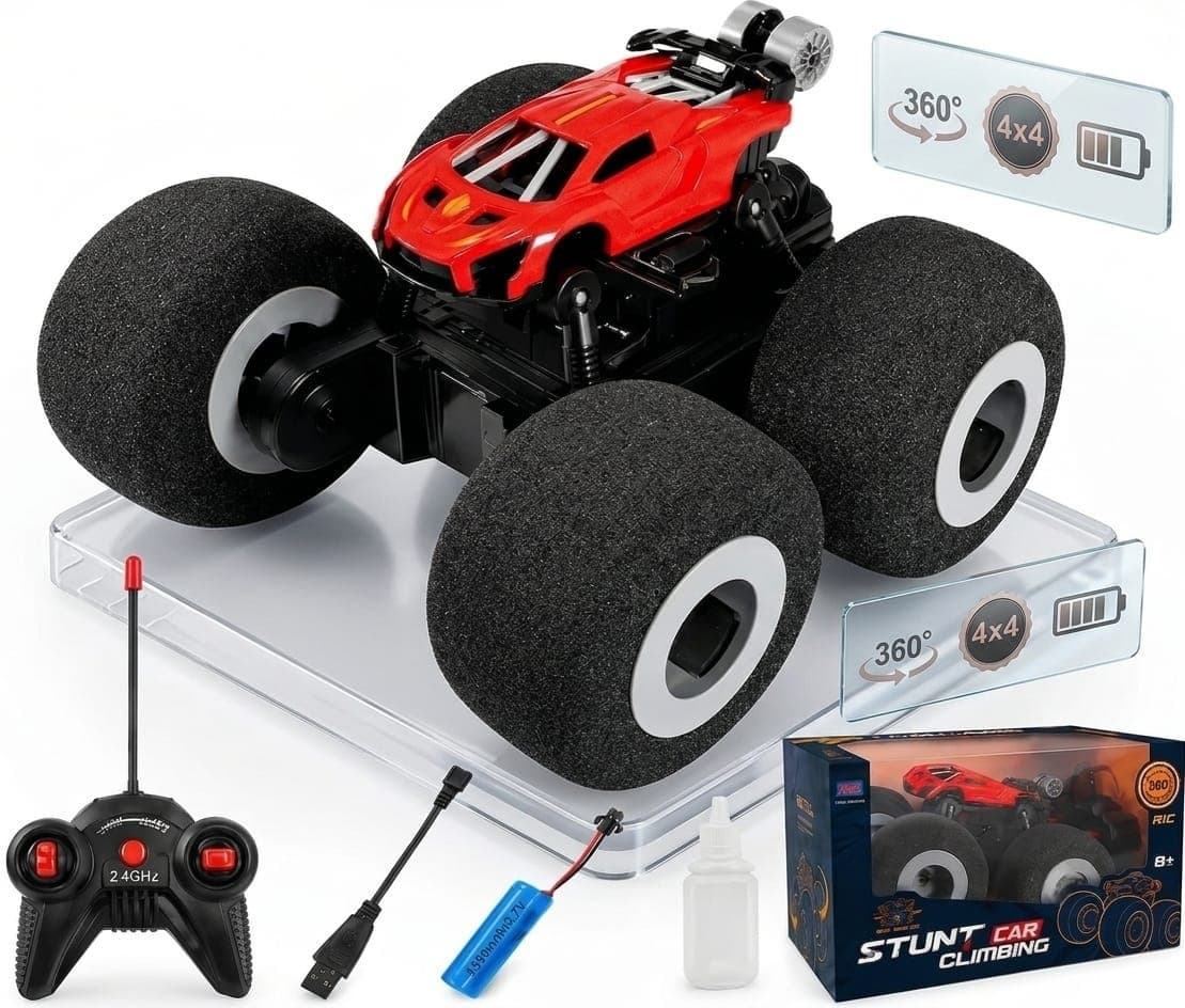 KIDOYZ Metal RC Climbing Stunt Car – 2.4GHz Remote Control Off-Road Rock Crawler with Soft Tires, 360° Drift Spins & Cool Smoke Spray Function for Kids