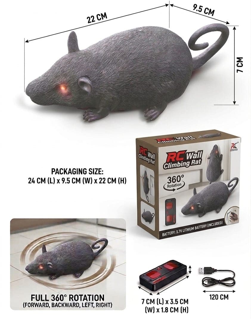 KIDOYS Wall-Climbing Stunt Mouse | 360° Rotating Remote Control Toy (Ages 3+) — view 2