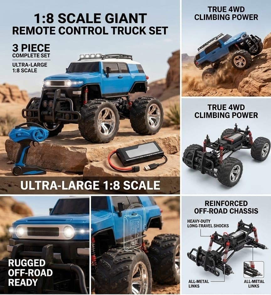 KIDOYZ RC High-Speed Off-Road Remote Control SUV – 2.4GHz All-Terrain Monster Truck with Shock Absorbers for Kids (Ages 6+) — view 2