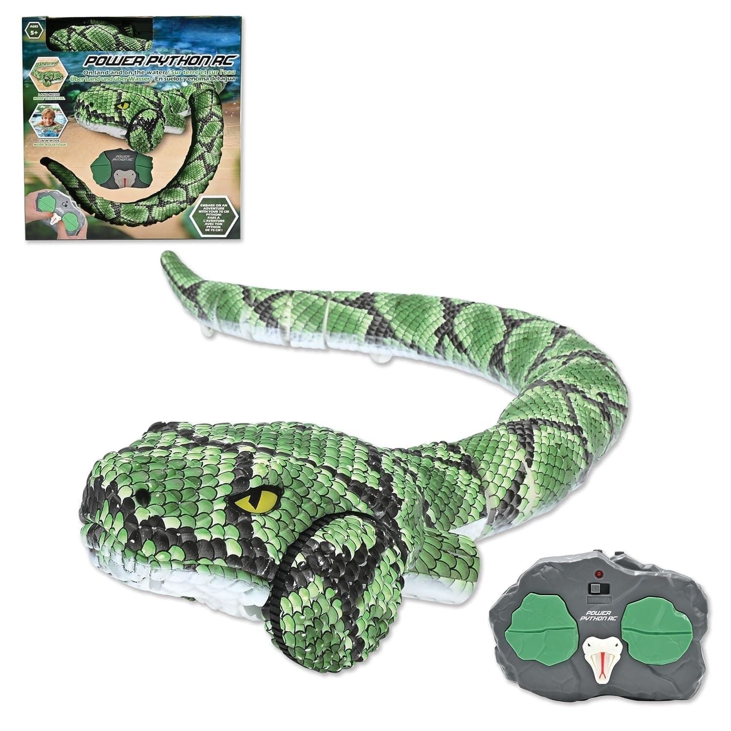 Kidoyz Amphibious RC Remote Control Snake Toy – Waterproof Land & Water Moving Snake, Extendable Realistic Slithering Serpent Robot, High-Speed Prank Toy for Kids & Boys (Green)
