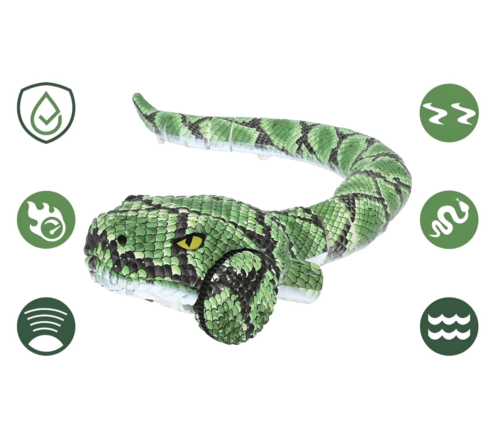 Kidoyz Amphibious RC Remote Control Snake Toy – Waterproof Land & Water Moving Snake, Extendable Realistic Slithering Serpent Robot, High-Speed Prank Toy for Kids & Boys (Green) — view 5
