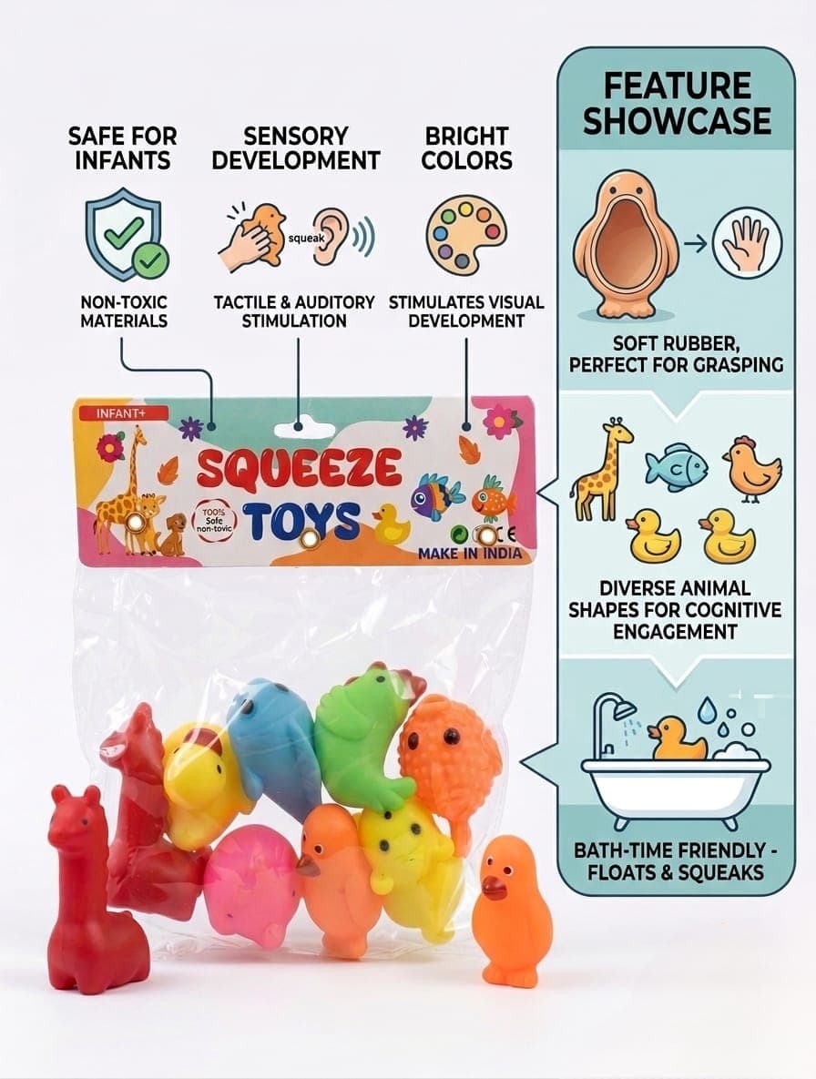 Kidoyz Soft Vinyl Animal Squeeze Toys (8-Piece Pack & 24-Pack Bulk Box) — view 4
