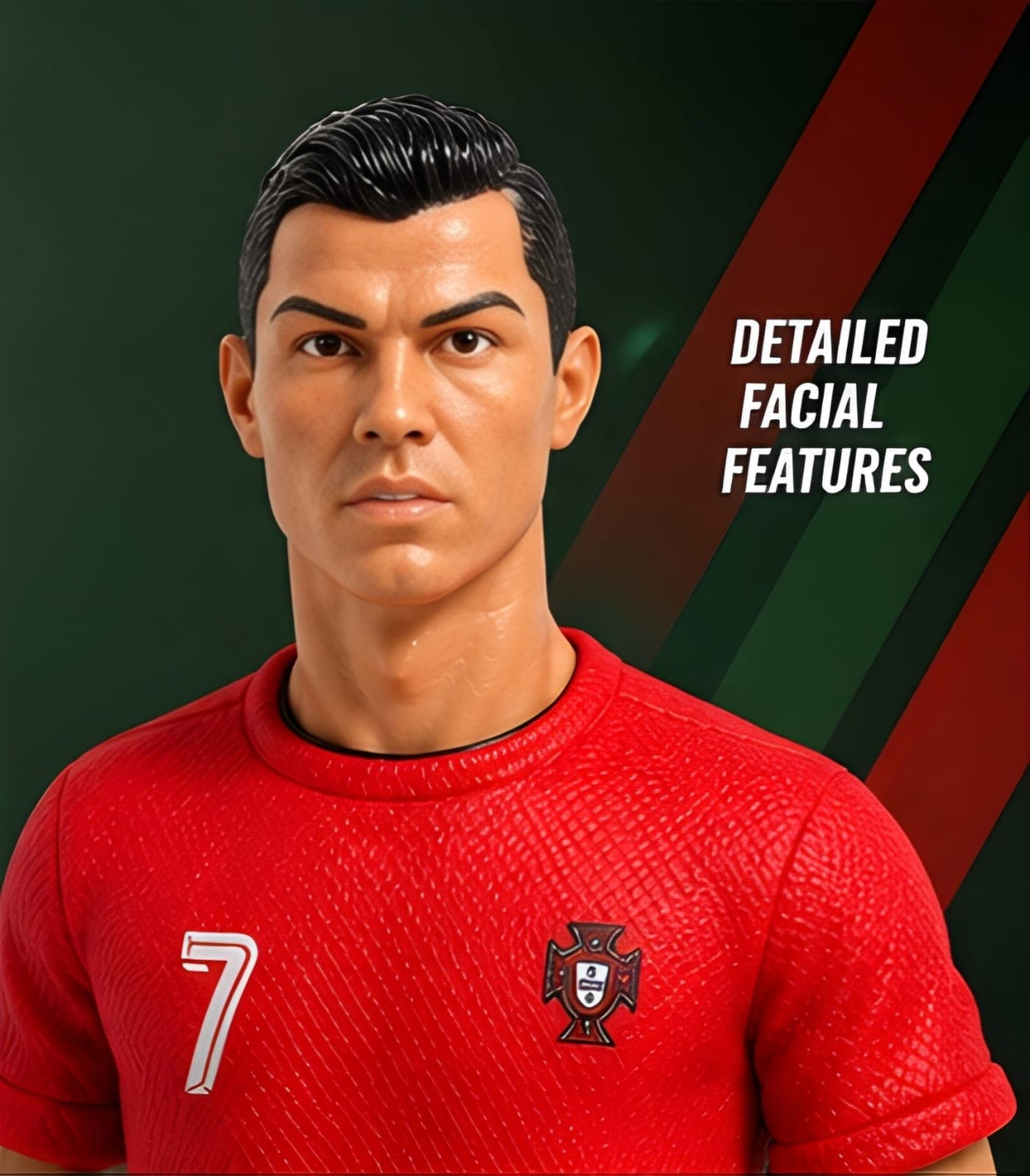 KIDOYZ 22cm Football Star Action Figure Set with Ball & Display Base | Premium PVC Soccer Collectible Figurine Toy for Kids, Room & Desk Decor | Ideal Gift for Fans (Ronaldo Edition) — view 2