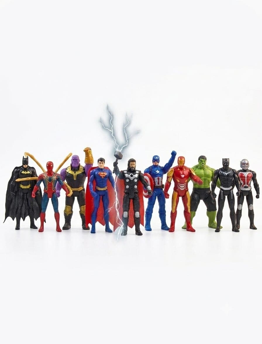 Kidoyz Premium 10-Piece Superhero Action Figure Collector Set for Kids (Ages 3+) – Superhero Toys Playset for Boys & Girls, Birthday Gift & Desk Display