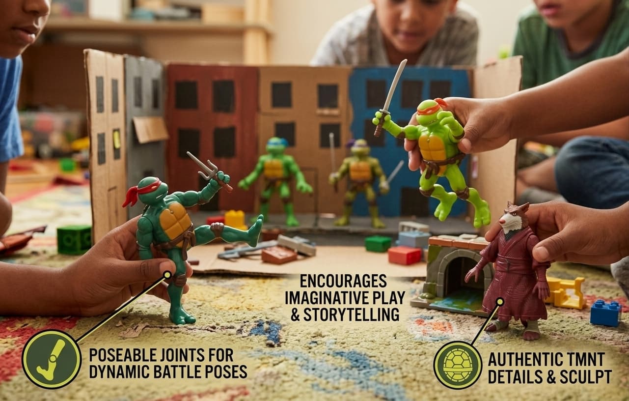 KIDOYZ Ninja Turtles Action Figure Playset (Pack of 6) – 5-Inch Posable Superhero Figures with Weapons & Movable Joints for Kids — view 4