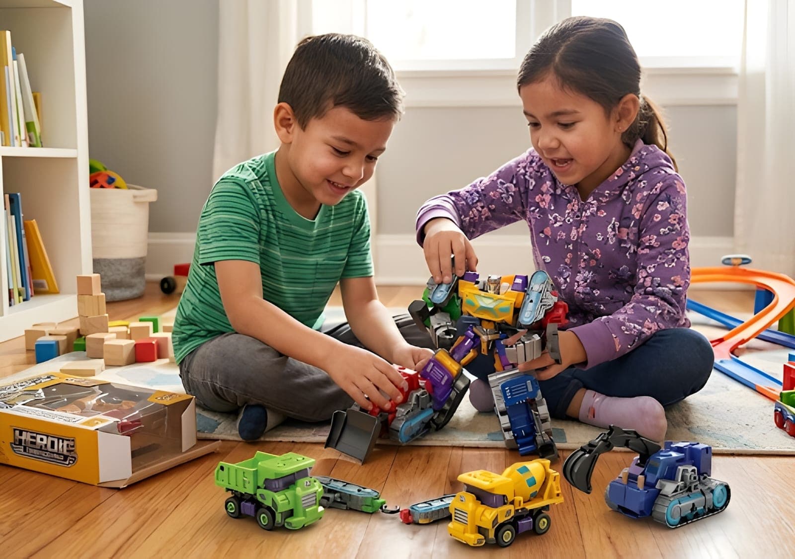 KIDOYZ 5-in-1 Construction Vehicle Robot Toy Set – Transforming STEM Engineering Truck & Vehicle Action Figure Playset with Accessories for Boys & Girls (Ages 3+) — view 3