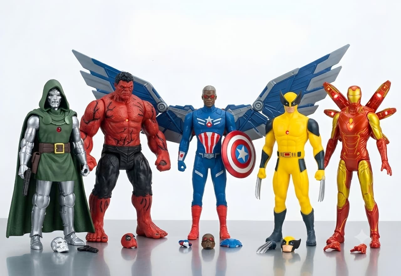 KIDOYZ Superhero Action Figure Set with LED Lights – 5-Piece Multiverse Hero & Villain Convertible Toy Playset for Kids (Ages 3+) — view 2