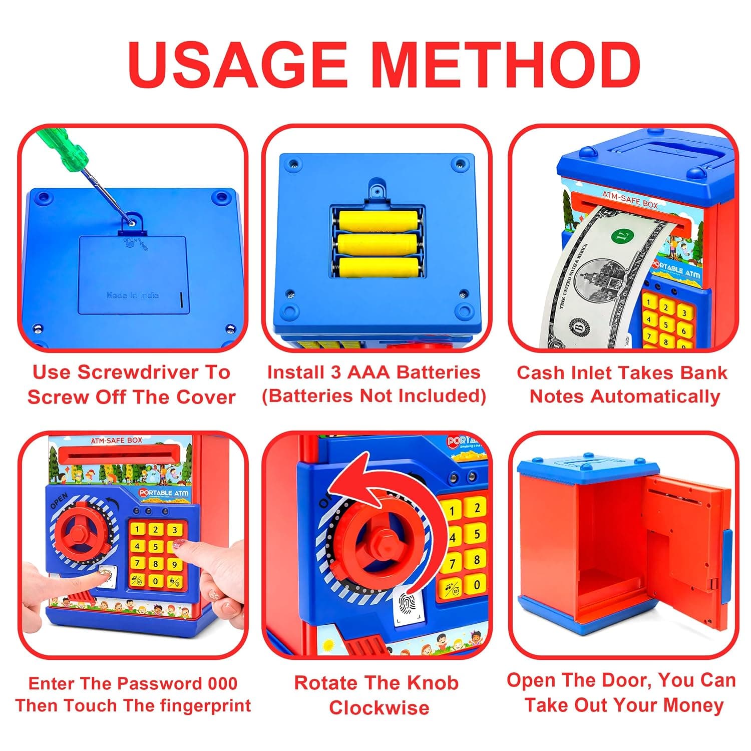 Piggy Bank Mini ATM Toy for Kids and Adults - Gullak with Number Password and Touch Sensor — view 4