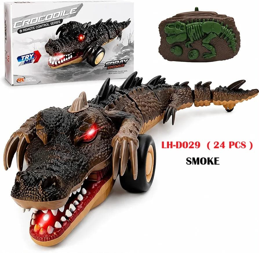 Remote Control Crocodile Car with Light Sound Spray 360 Degree Rotating Rc Crocodile Car