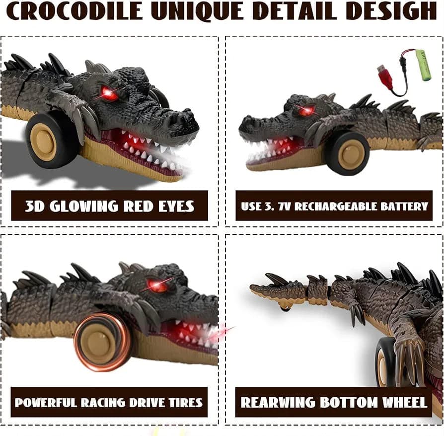 Remote Control Crocodile Car with Light Sound Spray 360 Degree Rotating Rc Crocodile Car — view 2