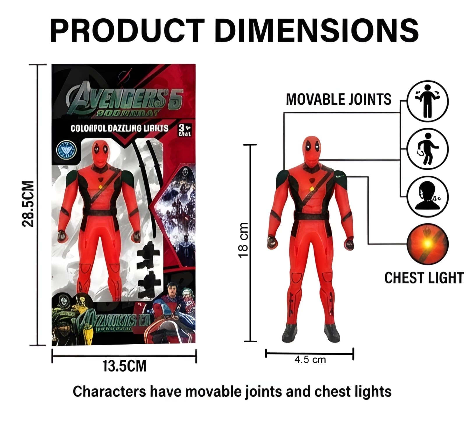 KIDOYZ Wolverine Action Figure 18cm / 7 Inch | Light-Up Chest & Weapon Accessories | Articulated Movable Superhero Toy for Kids Ages 3+ — view 2