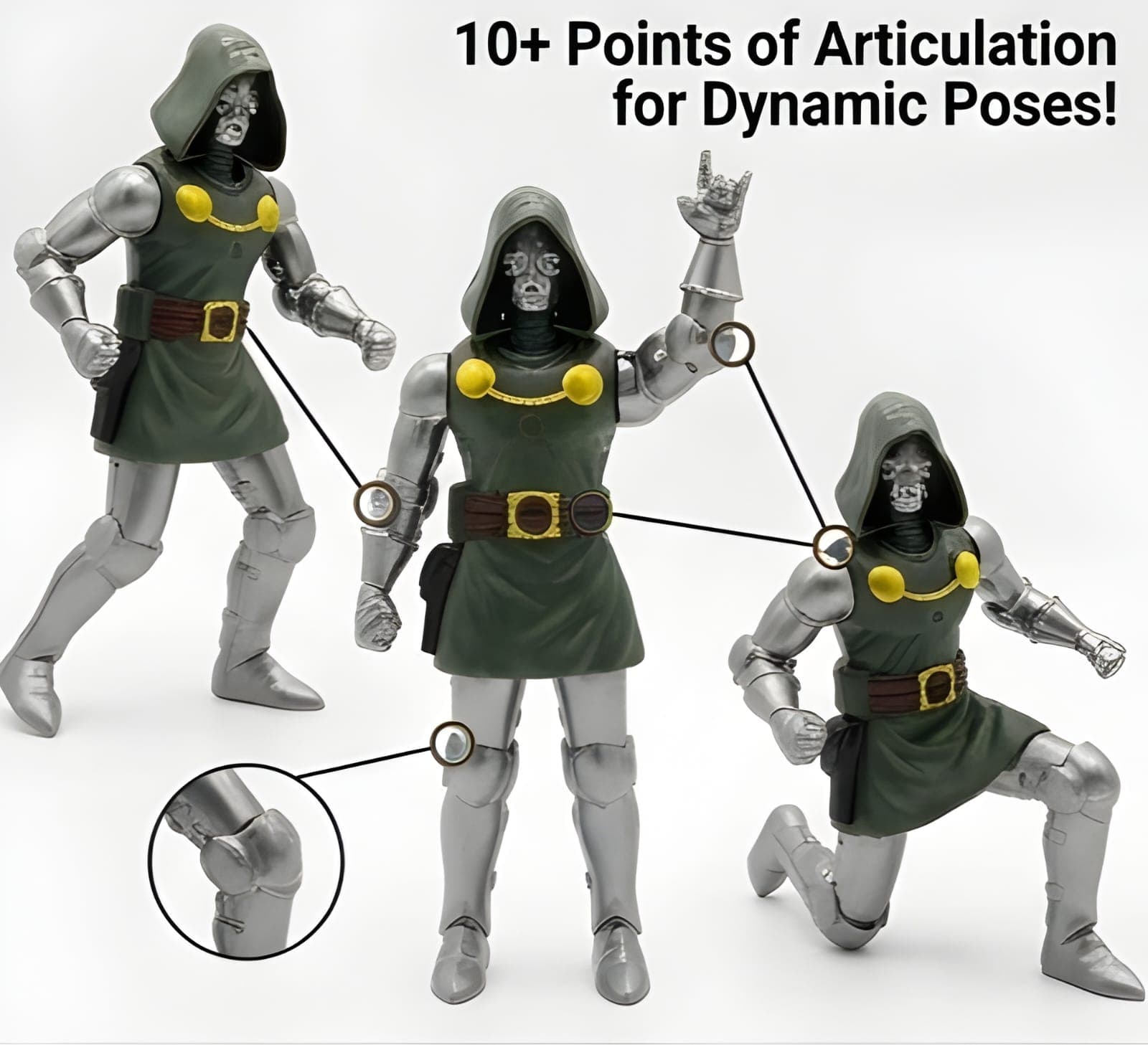 KIDOYZ Avengers Doomsday Doctor Doom Action Figure (18 cm / 7") with Light-Up Chest Feature, Interchangeable Mask & Weapon Blaster – Articulated Poseable Toy for Kids & Collectors (3+ Years) — view 2