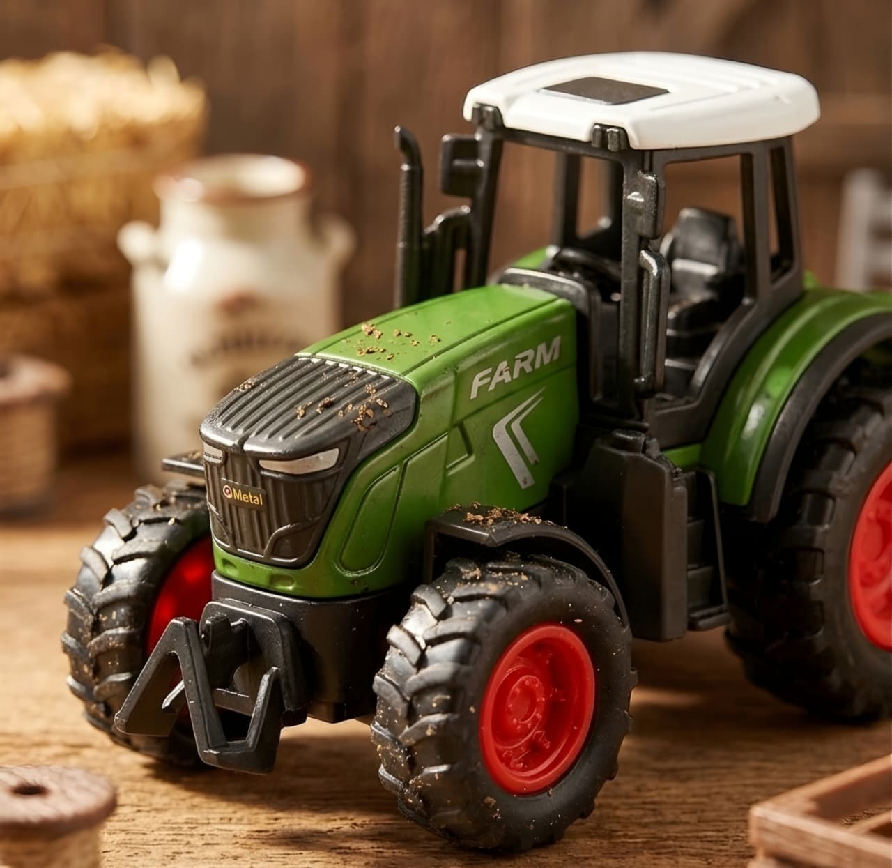 KIDOYZ Pack of 4 Die-Cast Metal Farm Tractor Fleet Playset – Realistic Miniature Pull-Back Farming Vehicles Toy for Kids (Ages 3+) — view 2