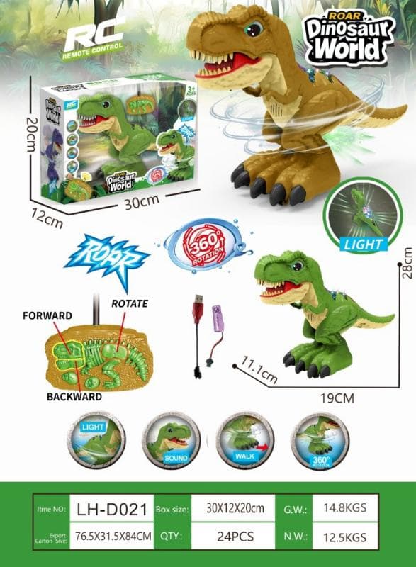 Remote Control Dinosaur Toy for Kids – Interactive Walking T-Rex Robot with Realistic Roaring Sound, LED Lights, Water Spray Mist & Rechargeable Battery | RC Dino Gift for Boys & Girls Age 3+