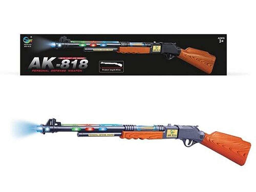 Musical Toy Gun with Flashing Lights, Pretend Play Gun Toy with Vibrating Body Guns & Darts, No Bullets Required. (Short Gun)