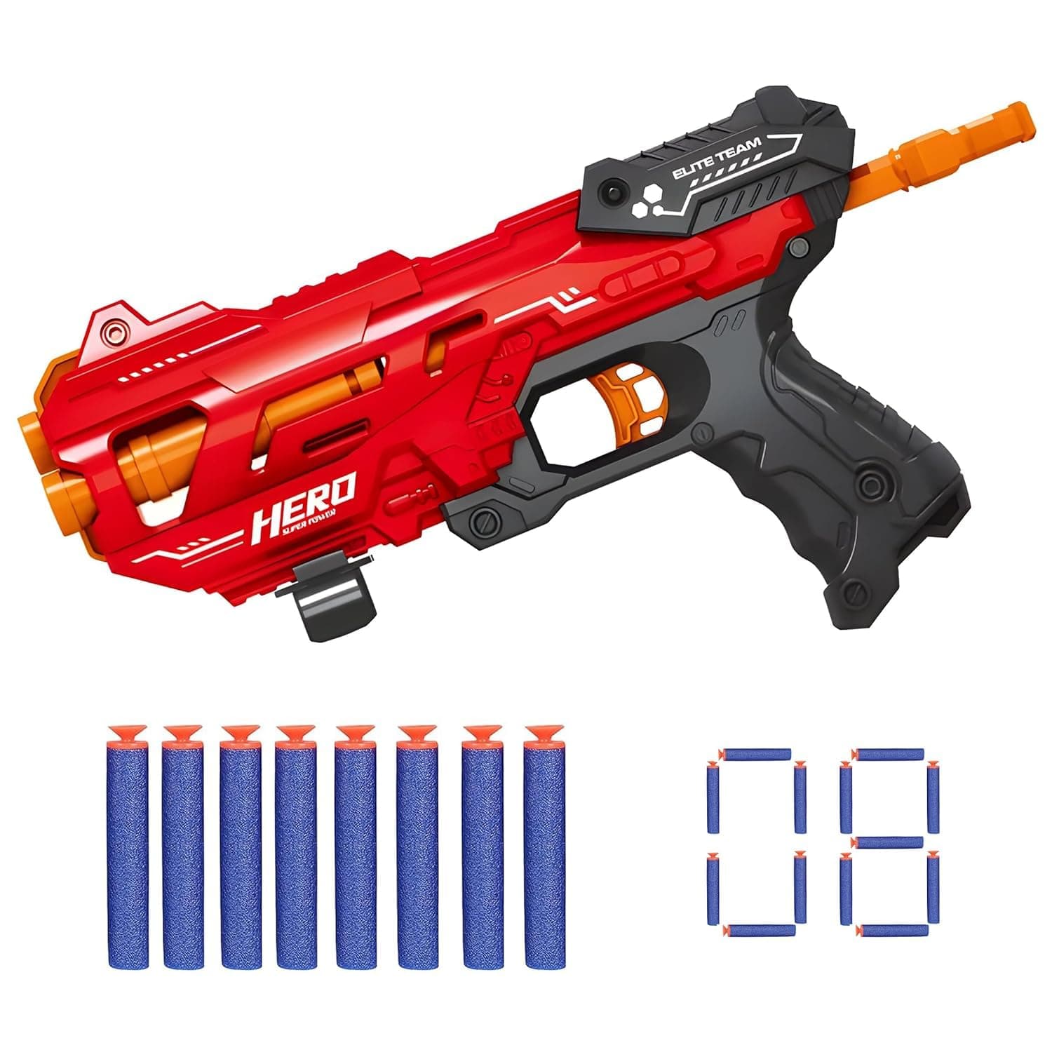 Kidoyz Easy-Shoot Soft Bullet Gun for Little Kids – My First Foam Blaster with 8 Soft Darts | Easy Cocking Toy Gun for 3 4 5 Year Old Boys Girls | Safe Indoor Outdoor Shooting Game (Red)