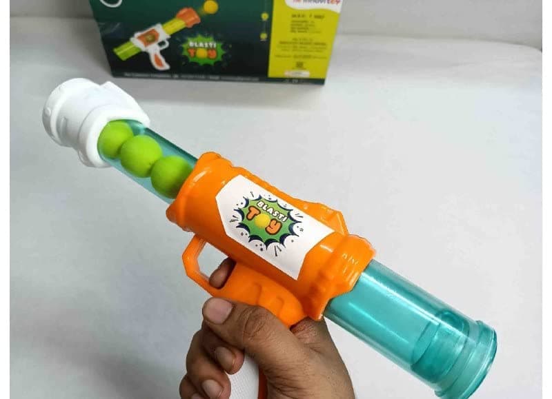 Blasti Gun Blaster Toy Gun for Kids | Air Pressure Shooting Ball Gun | 5 Soft Balls Included | Ages 3+ — view 2