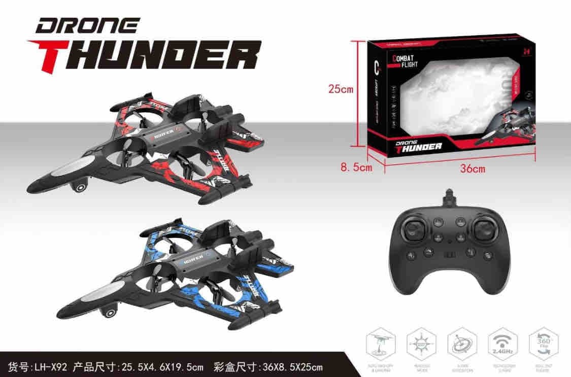 Mini RC Fighter Jet Drone for Kids & Adults, 2.4GHz Remote Control Airplane with Altitude Hold, One-Key Takeoff/Landing, 360° Flip, LED Lights, USB Rechargeable, Indoor & Outdoor Flying Toy — view 2