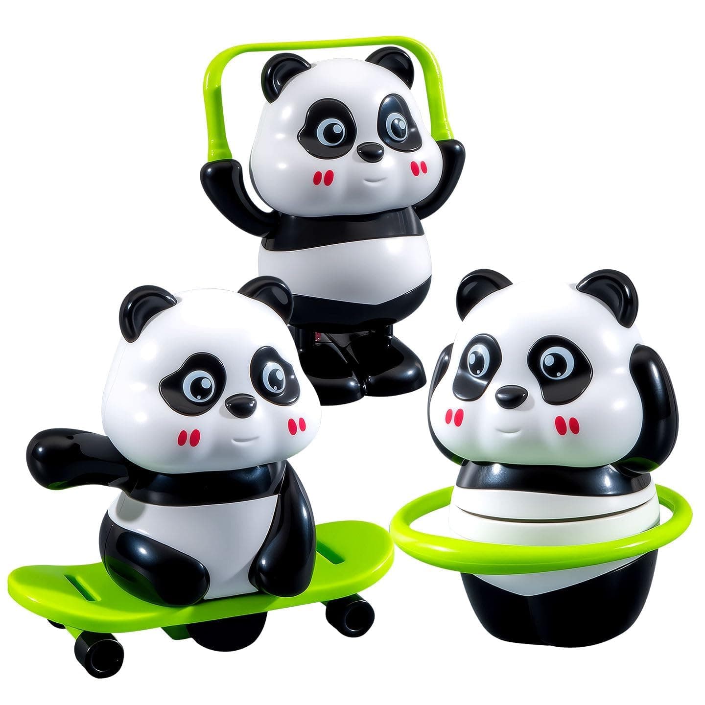 Kidoyz Cute Panda Action Toy Set for Kids – Fun Rotating & Moving Panda Toys, Interactive Play Figures, Safe Educational Toy Gift for Boys & Girls Age 3+(3PCS Set)