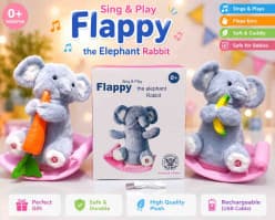 Kidoyz Flappy Rabbit Dancing Musical Elephant Toy | Talking Interactive Baby Toy with 120 Songs & Recording