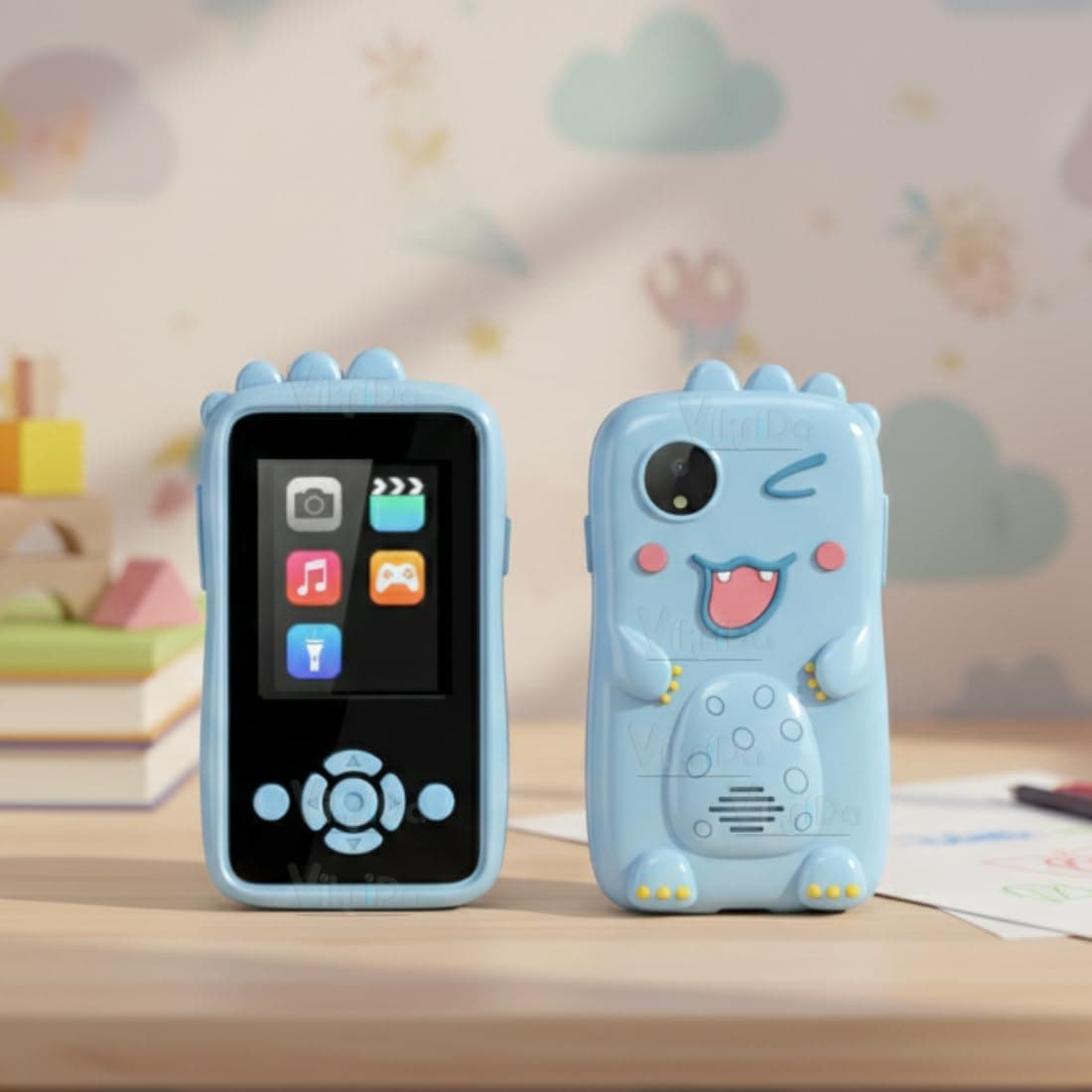 Kidoyz Plastic Kids Smartphone Toy with MP3 Music Player Bumper Back Case Dual Camera for Selfies in-Built Games 2.4" Screen 8MP Camera Toys for Boys & Girls — view 2