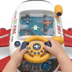 Kidoyz Aeroplane Racing Aircraft Game Console Toys for Kids, Premium Interlocking Mechanical Steering Wheel Simulation Adventure, Steering Control Screen Game, Dynamic Sounds & Lights