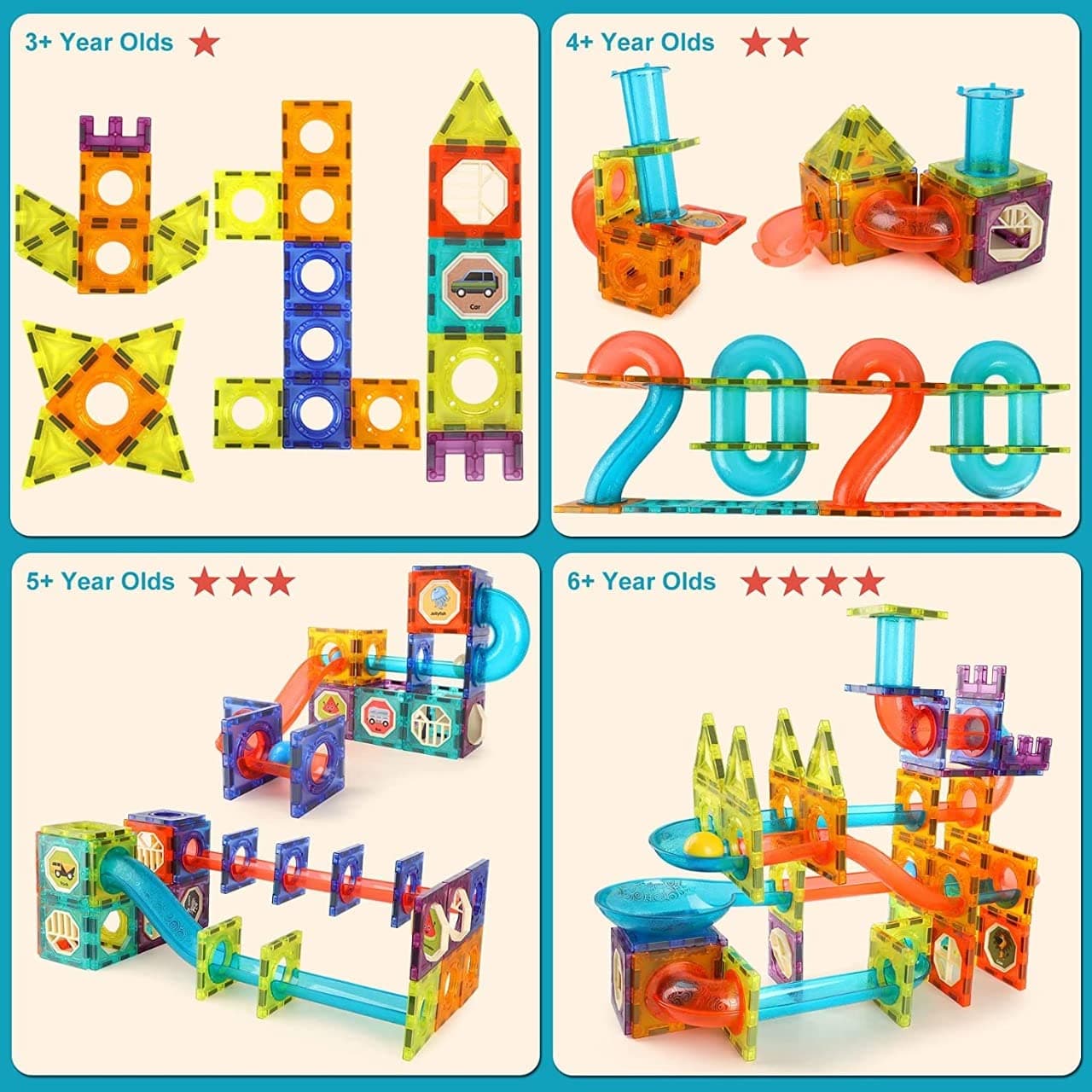 Kidoyz 75Pcs Light Magnetic Tiles- Building Blocks for Kids 3D STEAM Educational Toys, Magnetic Marble Run — view 3