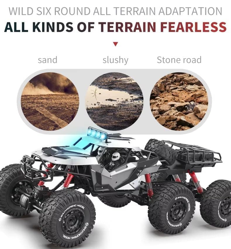 Kiodyz 2.4G RC Rock Crawler Car for Kids, 1/8 Scale 70cm Big Size 6×6 Off-Road Electric Truck with Alloy Body & Shock Absorbers — view 3
