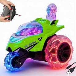 Kidoyz Rechargeable Stunt Car Toy for Kids with Tornado Rotation, Reverse Drive Function, Demo Mode, Lighting Effect & Music - Random Color