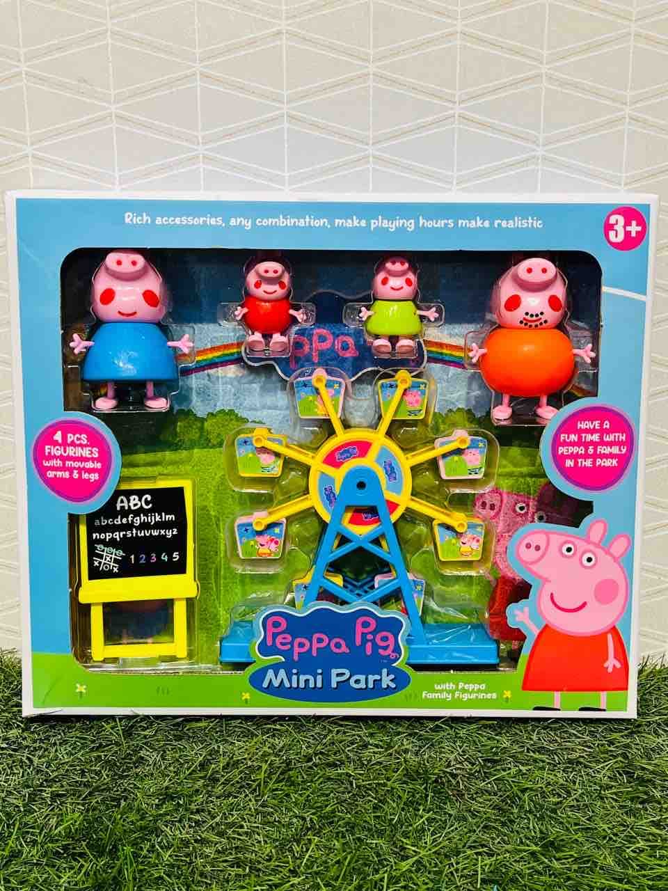 Kidoyz Peppa Pig Mini Park Play Set for Kids | Pretend Playground Set with Peppa Pig Figures & Accessories | Fun Role Play & Imaginative Creative Toy for Boys & Girls | Multicolor
