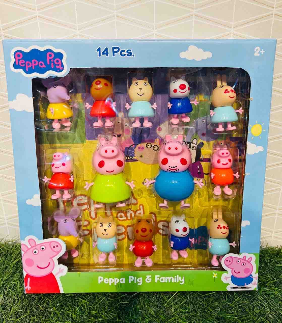 Peppa Pig Family Character Set for Kids with 14 Mini Action Figures Colorful Design Movable Arms and Legs Role Play Educational Toy Gift Pack for Boys and Girls 3+ — view 2