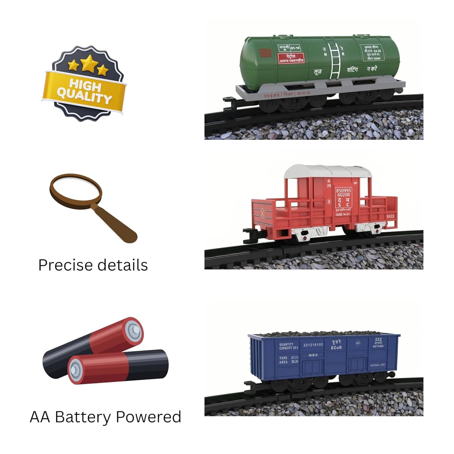 Kidoyz Electric Train Toy Set for Kids | Battery Operated Toy Train with Track Set | Moving Cargo Train with Track for Boys & Girls | Fun Pretend Play Toy & Gift for Kids 3+ Years — view 3