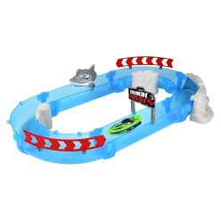 Kidoyz Speed Shark Attack Water Activated Racing Boat Challenge Track Set for Kids|Micro Boats Water Race Track Set with Shark Obstacle for Kids