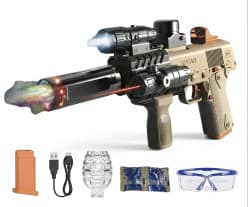 Kidoyz Toy M1911 Gel Blaster, Rechargeable Electric Shooting Pistol with LED Flashlight, USB Charging, Safety Glasses, Water Beads Included, Outdoor Toy for Kids 14+