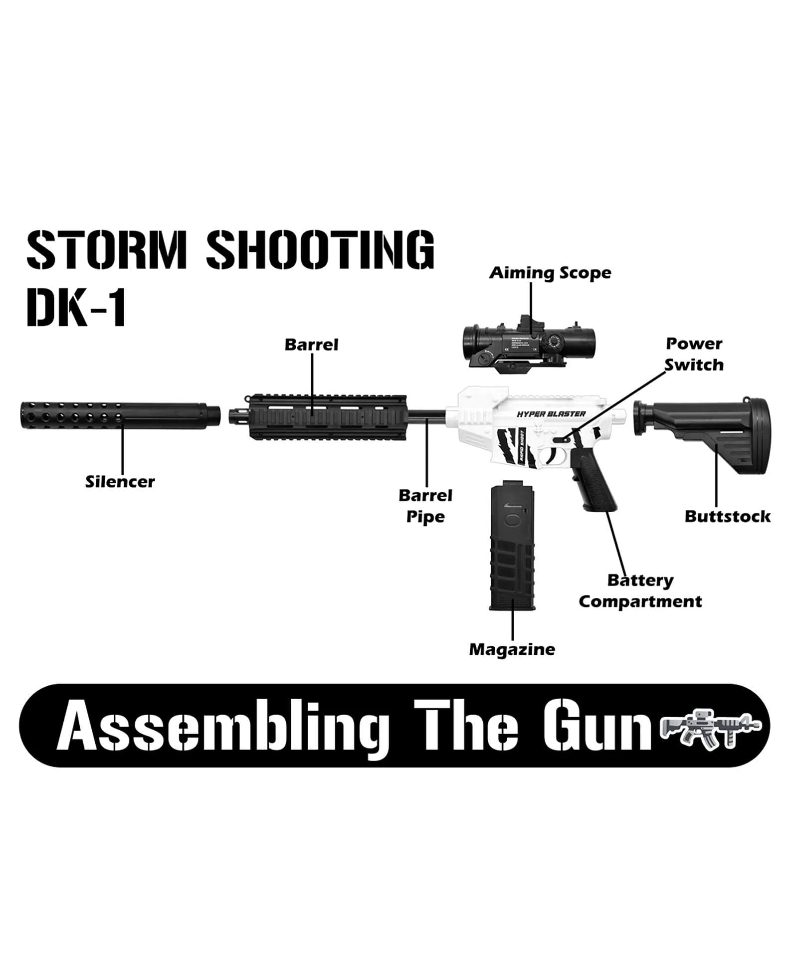 Kidoyz Automatic Big Rifle Toy Gun for Kids | Battery Operated Foam Bullet Blaster with 20 Soft Foam Bullets & Dummy Scope | Single Firing Mode Pretend Play Toy | Fun Gift for Boys & Girls — view 2