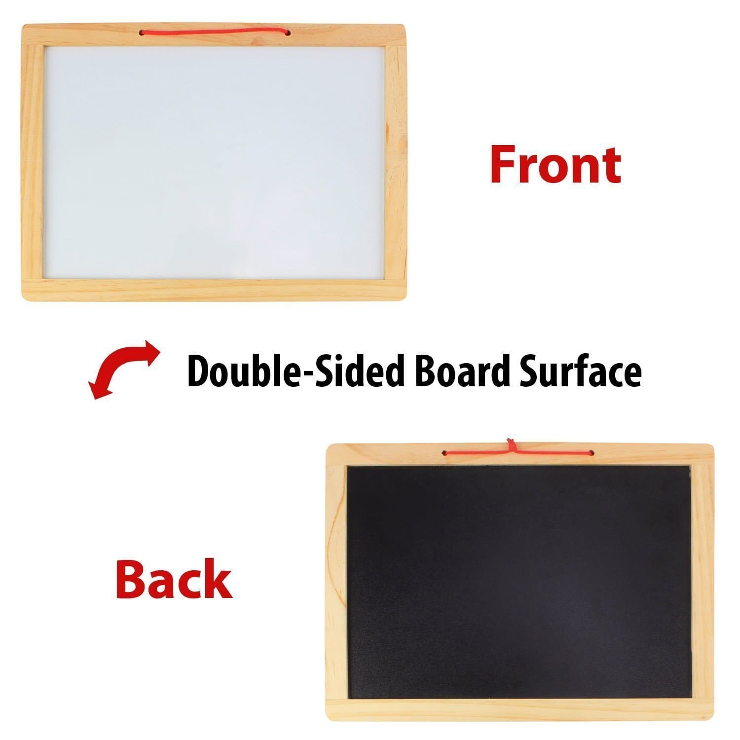 Kidoyz Wooden Frame Double Sided Magnetic Whiteboard & Black Slate with Alphanumeric,Mathematical Signs and Tangram (Multicolor) — view 3