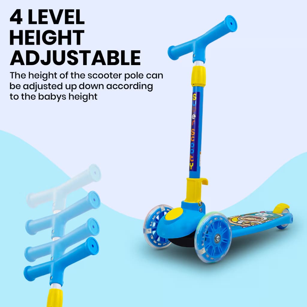 Kidoyz Kids Scooter with PU LED Wheels, Foldable Design, 4-Level Adjustable Handlebar, Stable Standing Board, for Ages 3-8 Years — view 2