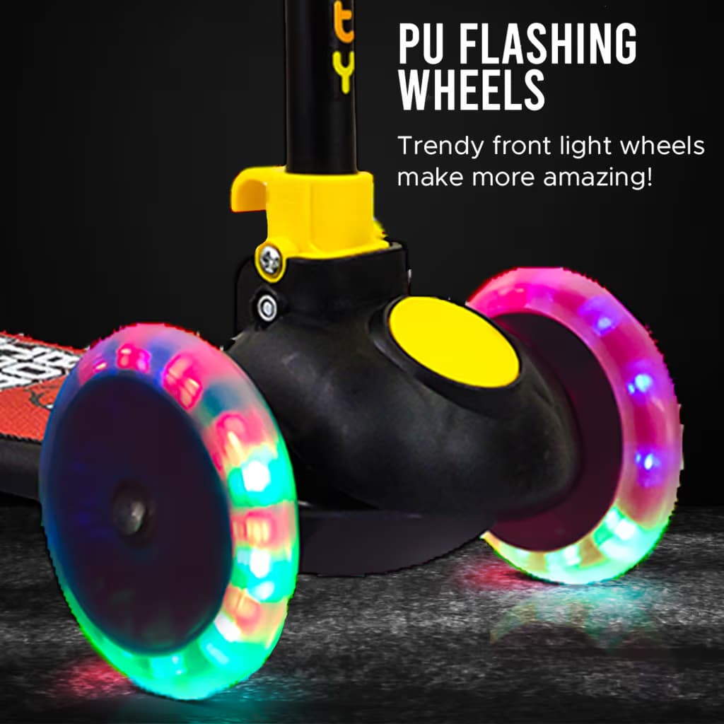 Kidoyz Kids Scooter with PU LED Wheels, Foldable Design, 4-Level Adjustable Handlebar, Stable Standing Board, for Ages 3-8 Years — view 3