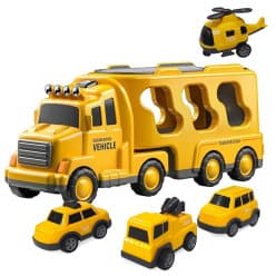 Kidoyz 5-in-1 JCB Engineering Truck Toy Set for Kids | JCB Construction Truck with Excavator, Crane & Digger Arm | Friction Powered Playset | Educational Toy for Boys & Girls Ages 3-7