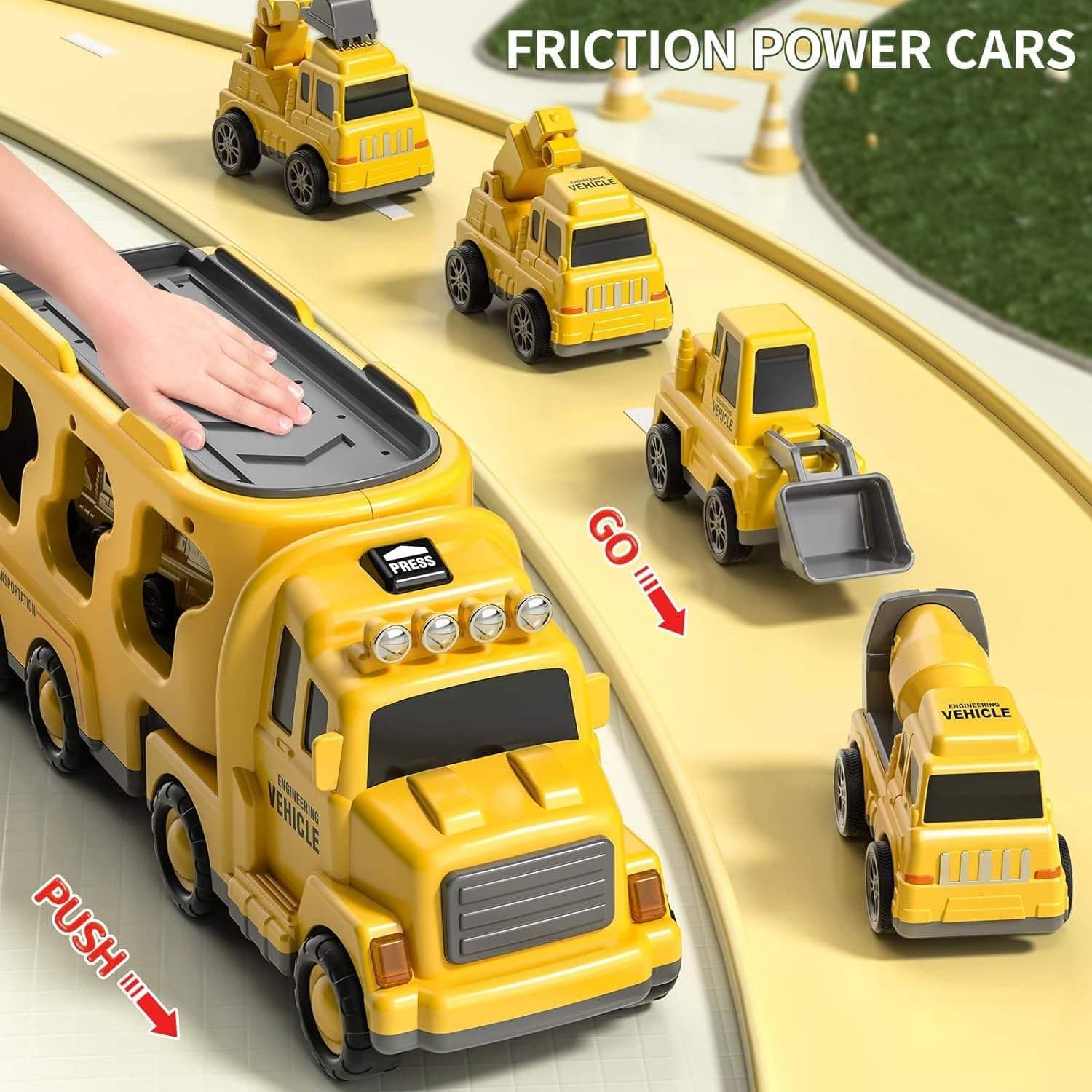 Kidoyz 5-in-1 JCB Engineering Truck Toy Set for Kids | JCB Construction Truck with Excavator, Crane & Digger Arm | Friction Powered Playset | Educational Toy for Boys & Girls Ages 3-7 — view 3
