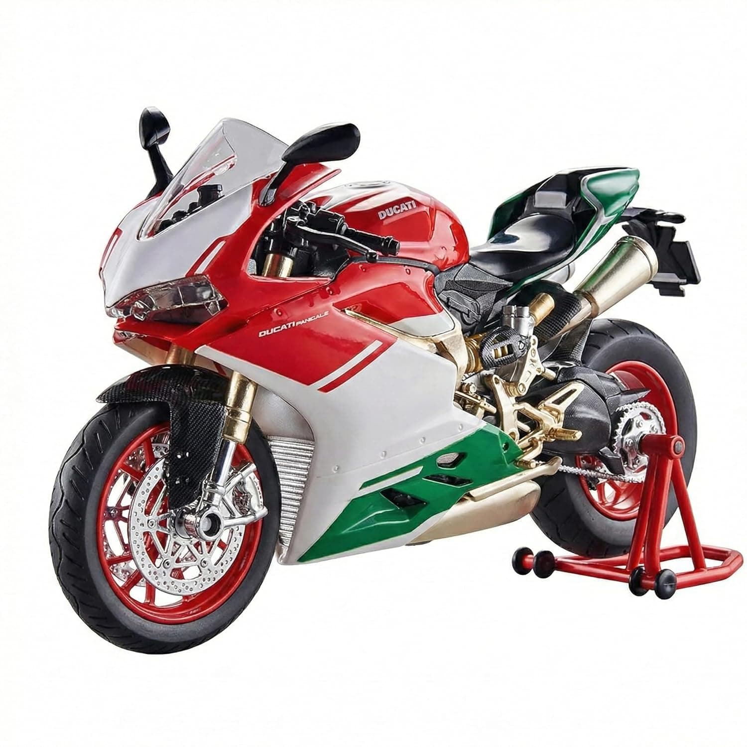 KIDOYZ Ducati Panigale Diecast Motorcycle Toy 1:9 Scale | 23.5cm Model Bike with LED Lights, Sound Effects, Ignition & Smoke Spray | Red White Green — view 3